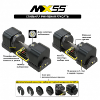 Гантели наборные MX SELECT Evo MX55 (рифленая стальная рукоять)