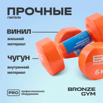 Гантели для аэробики виниловые BRONZE GYM FA-VD6 6 кг (пара)